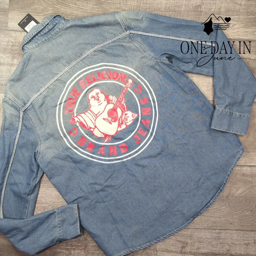 True Religion Snap Front Long Sleeve Shirt Size S